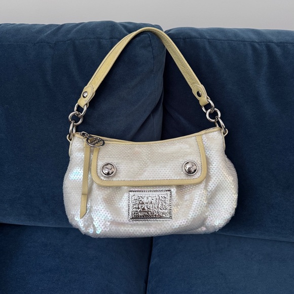Coach Sequin Poppy Pearl Opalescent Shoulder Bag - Picture 1 of 10